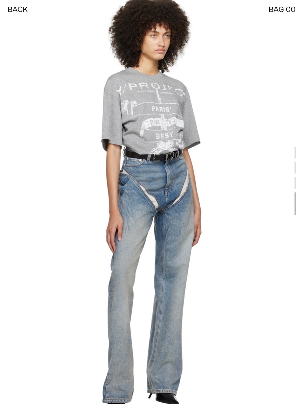 Y/Project Two-Tone High-Rise Wide-Leg Jeans in Blue and Gray